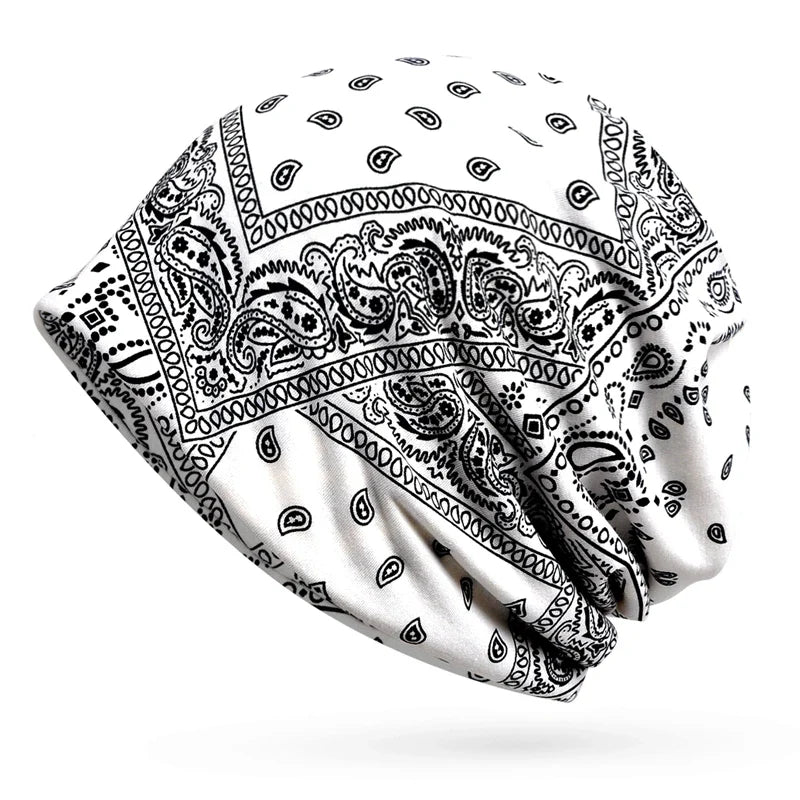 Floral Cashew Cotton Snood Beanie