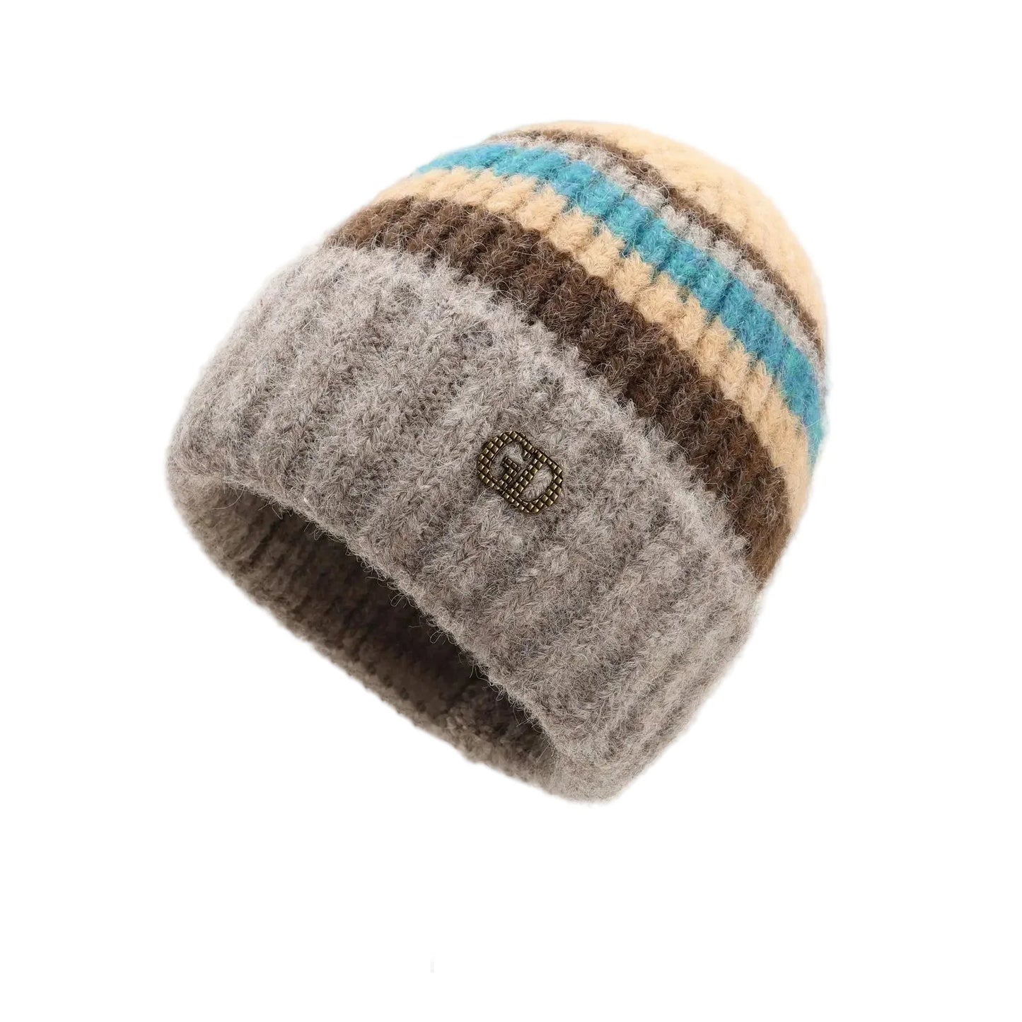 GD Winter Striped Fur Beanie