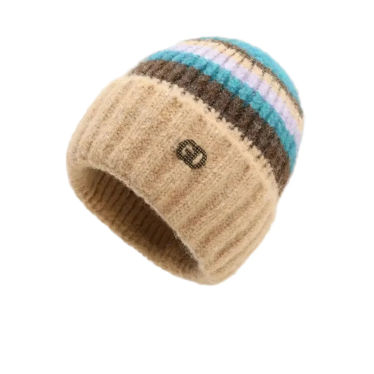 GD Winter Striped Fur Beanie