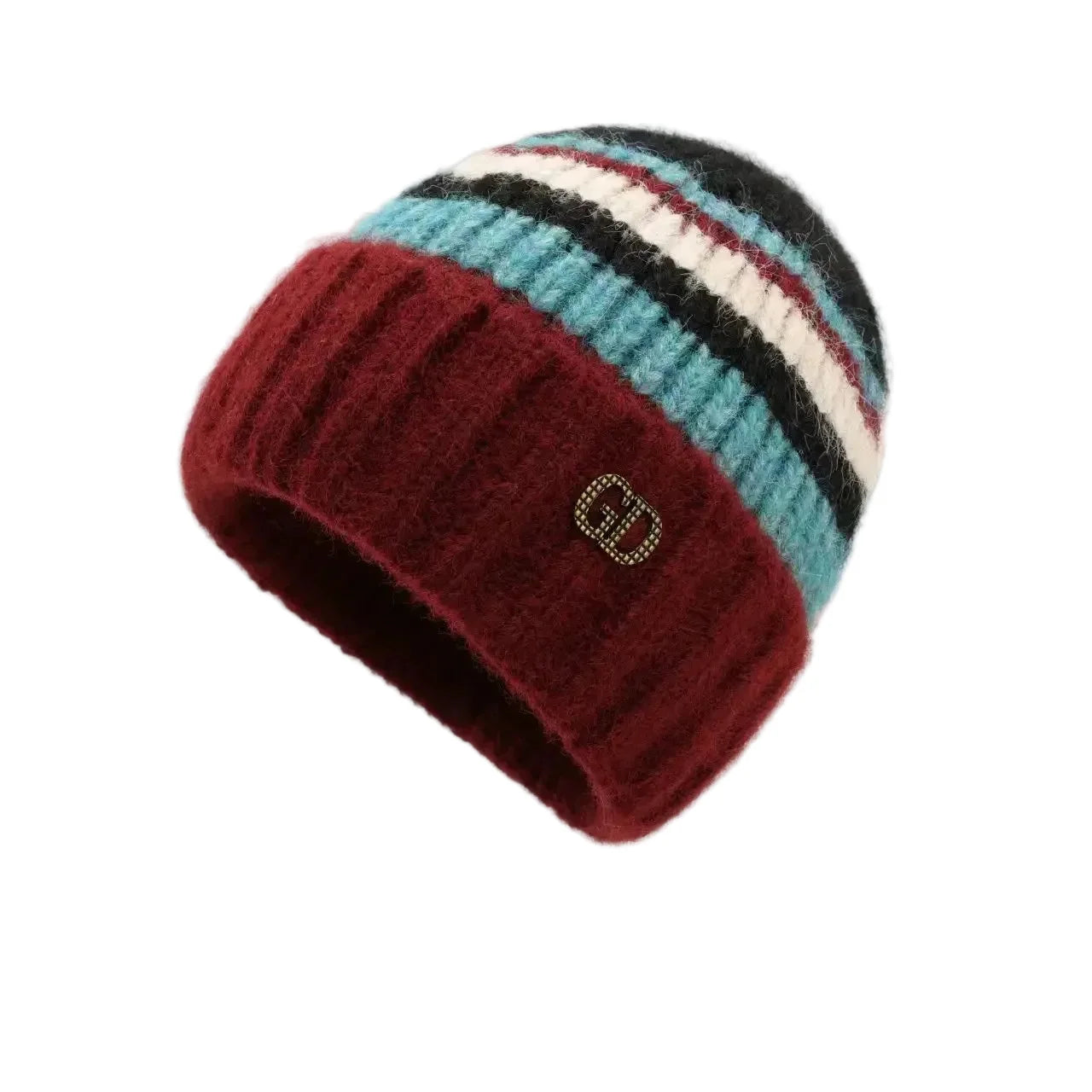 GD Winter Striped Fur Beanie
