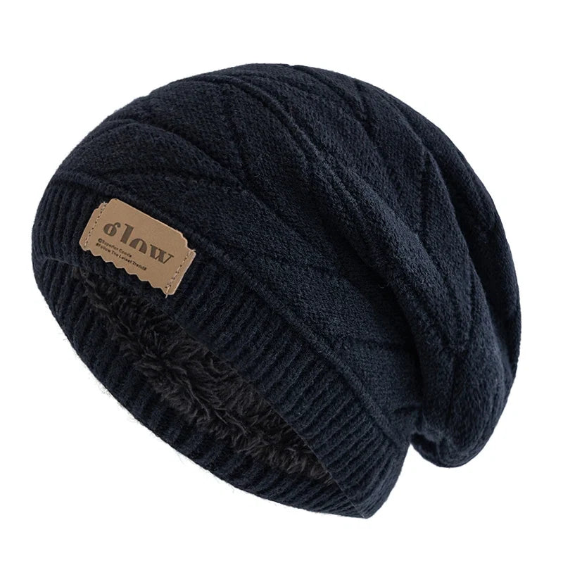 GLOW Winter Fur Knitted Beanie