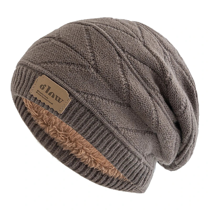 GLOW Winter Fur Knitted Beanie