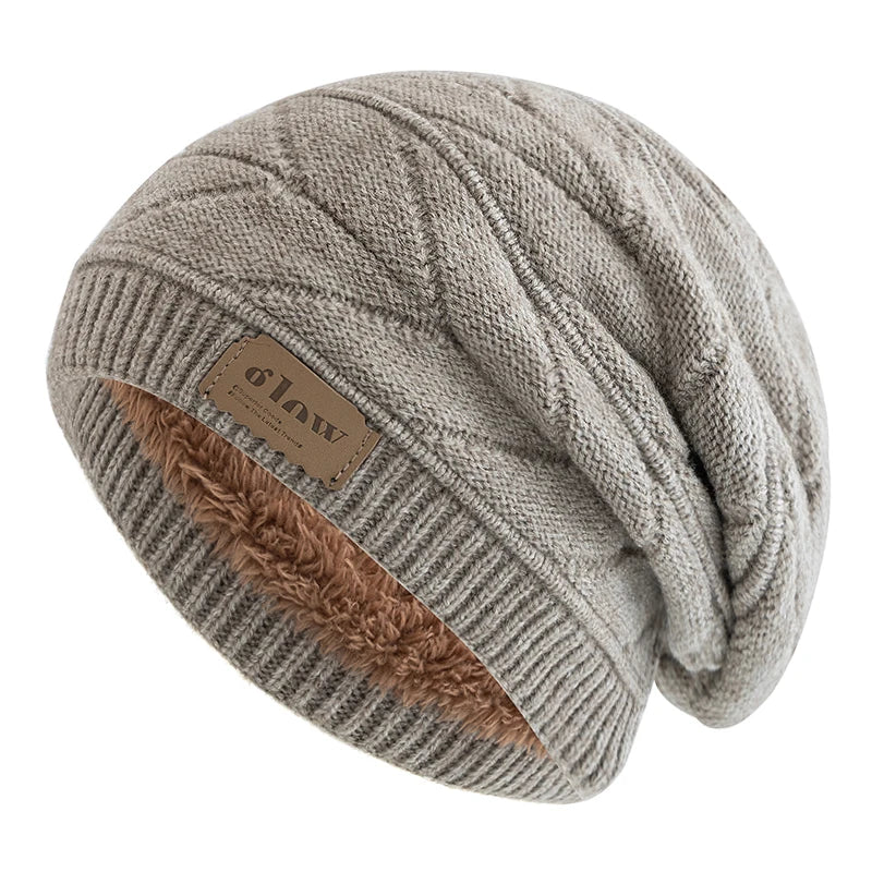 GLOW Winter Fur Knitted Beanie