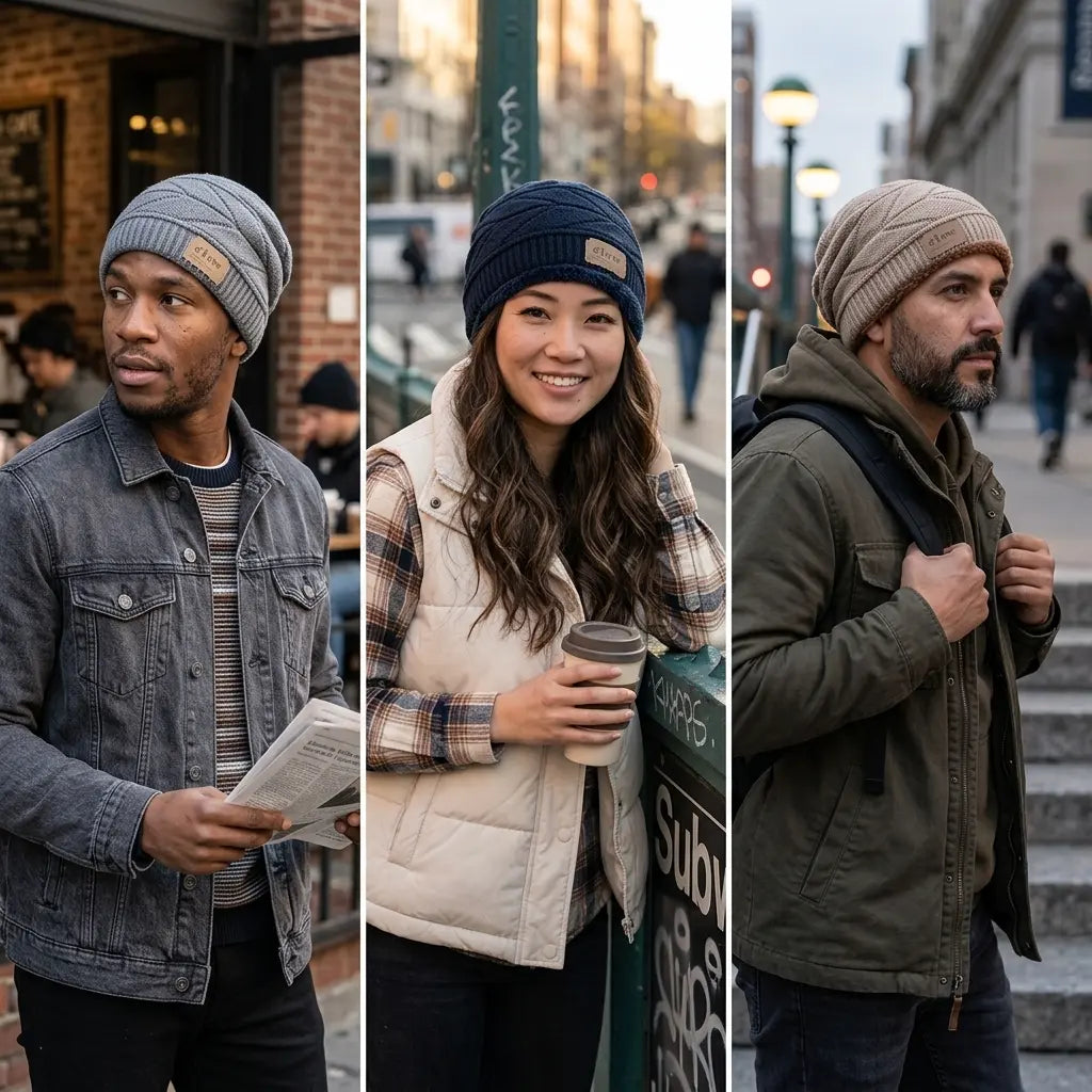 GLOW Winter Fur Knitted Beanie