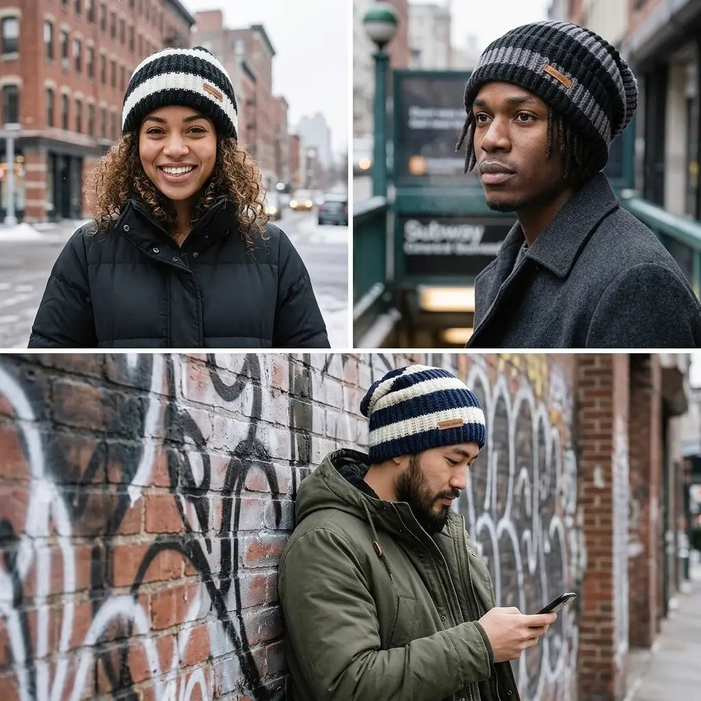 Ghelter Hand-Made Striped Knitted Beanie