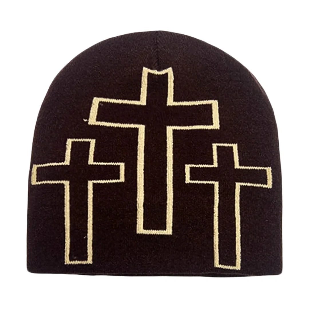 Holy Crosses Winter Knitted Beanie