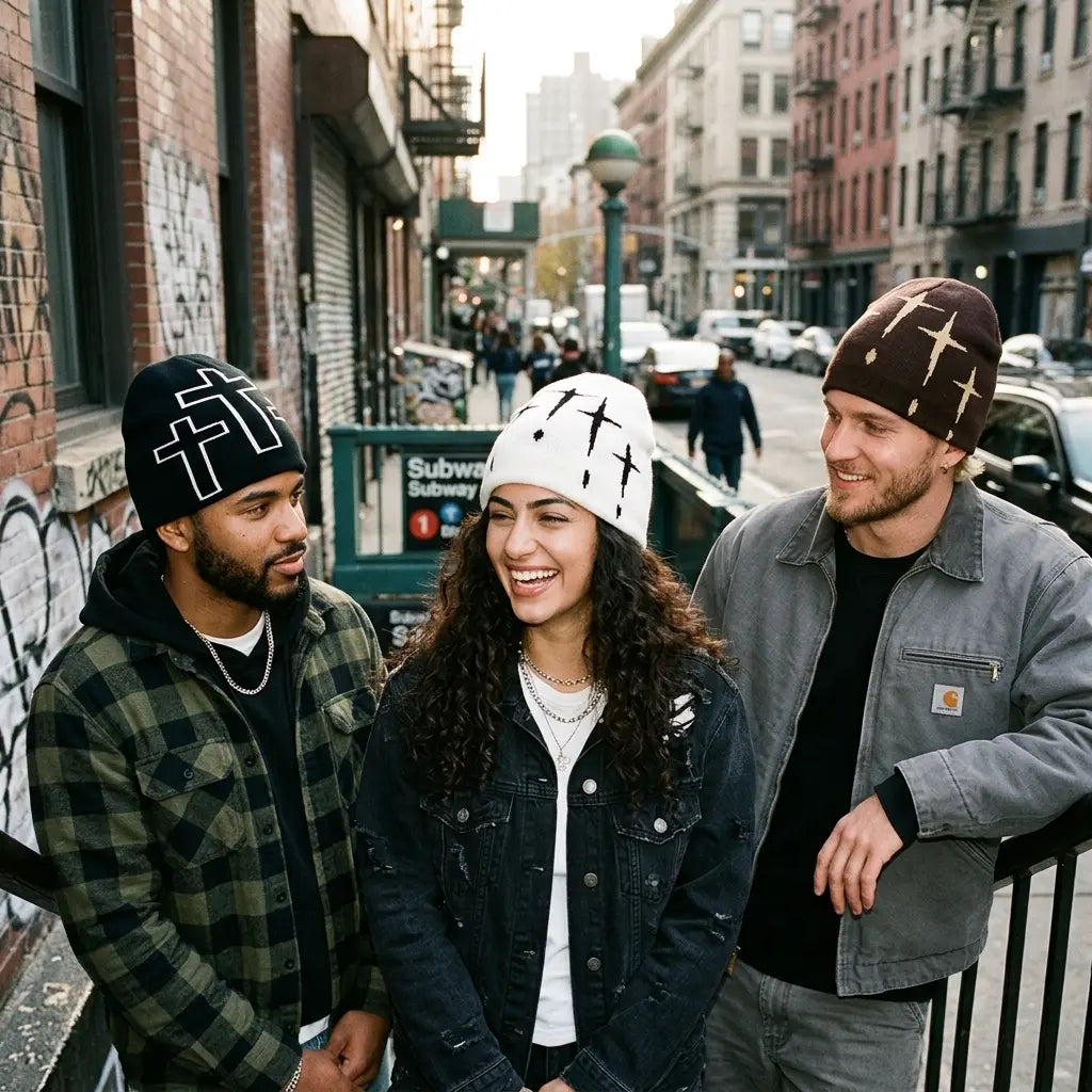 Holy Crosses Winter Knitted Beanie
