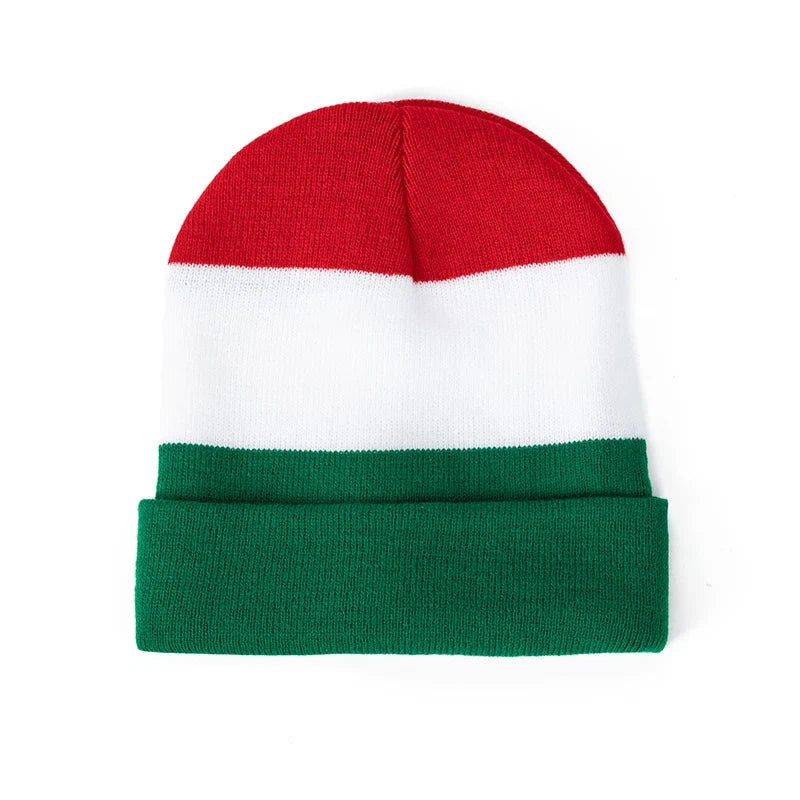 Hungary Flag Colors Striped Beanie