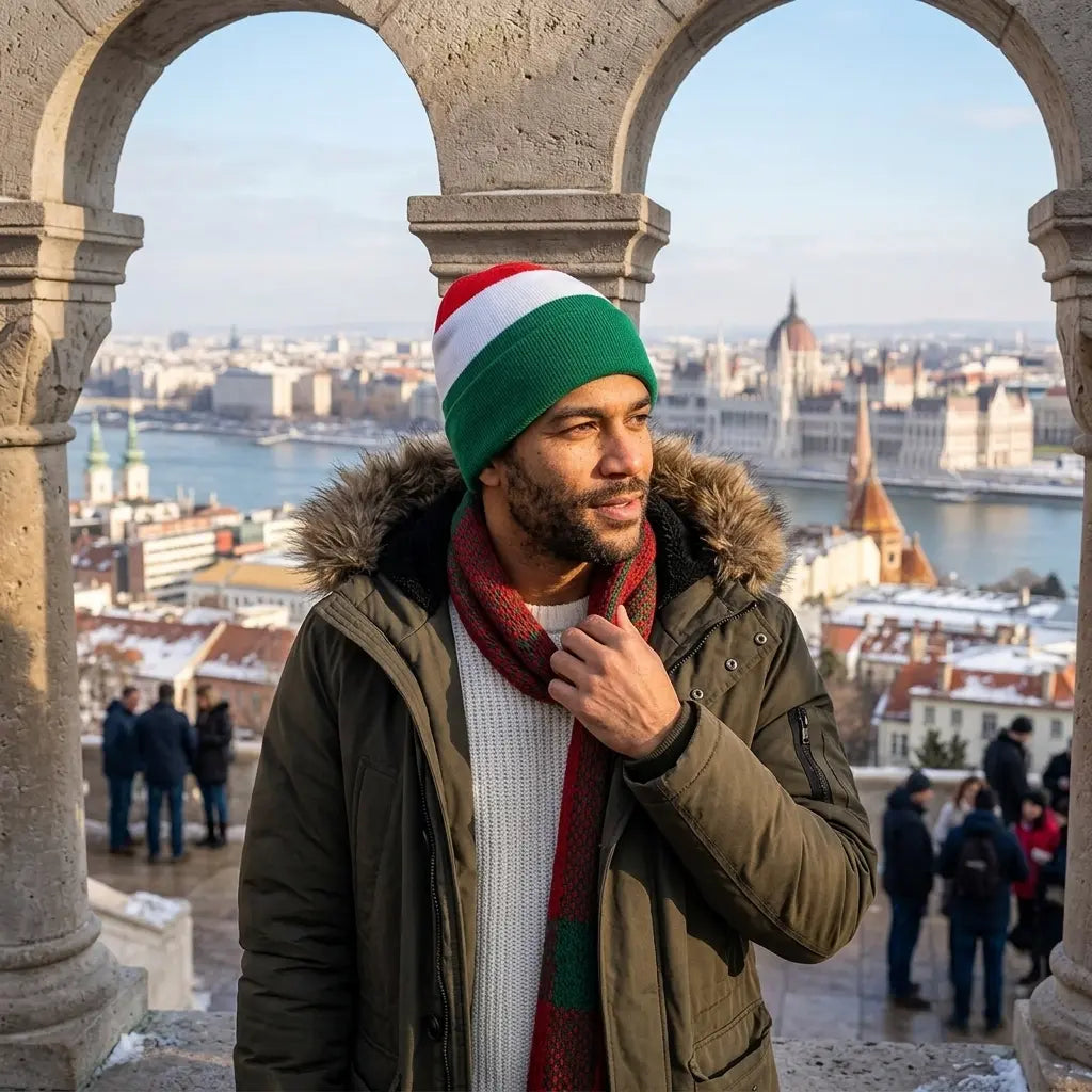Hungary Flag Colors Striped Beanie