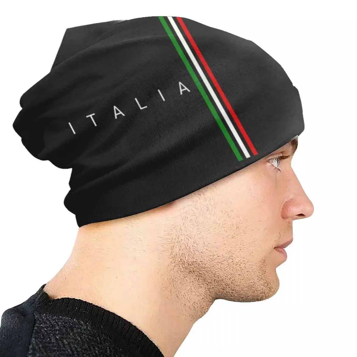 Italian Flag Black Beanie