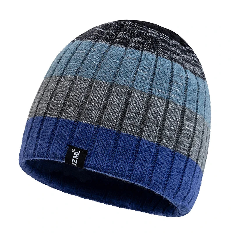 JZML Winter Knitted Striped Beanie