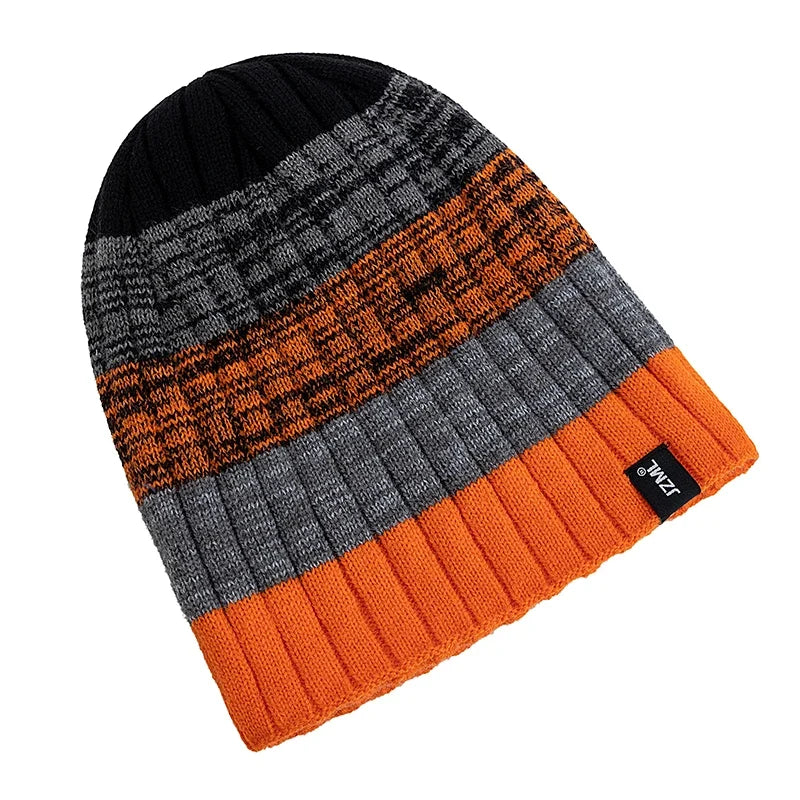 JZML Winter Knitted Striped Beanie
