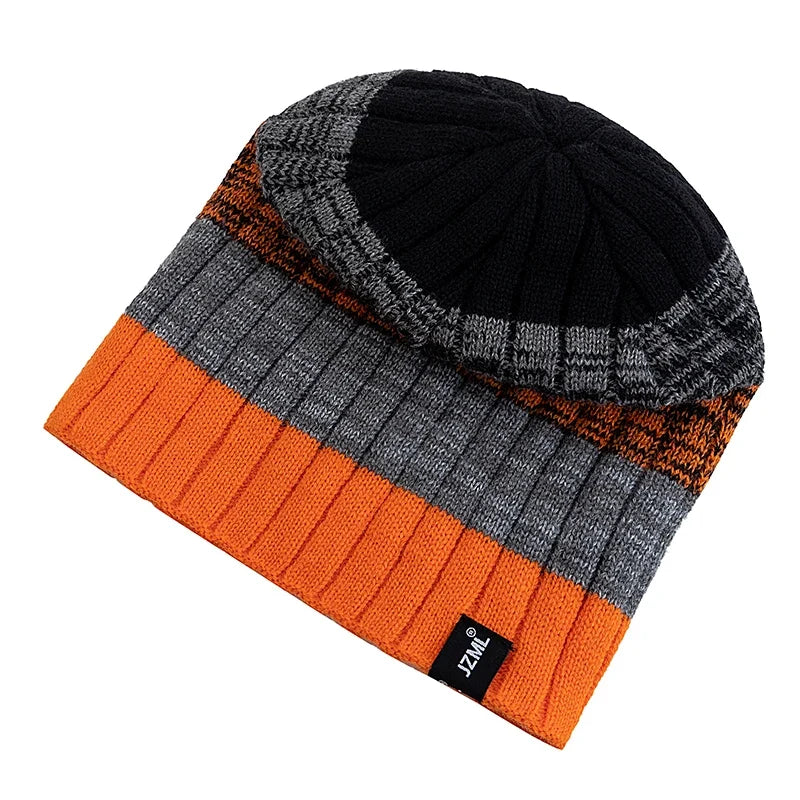 JZML Winter Knitted Striped Beanie