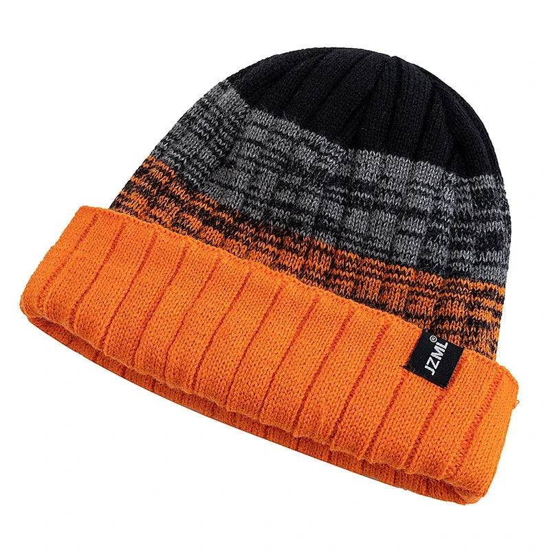 JZML Winter Knitted Striped Beanie