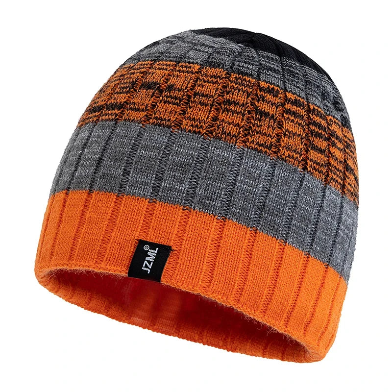 JZML Winter Knitted Striped Beanie