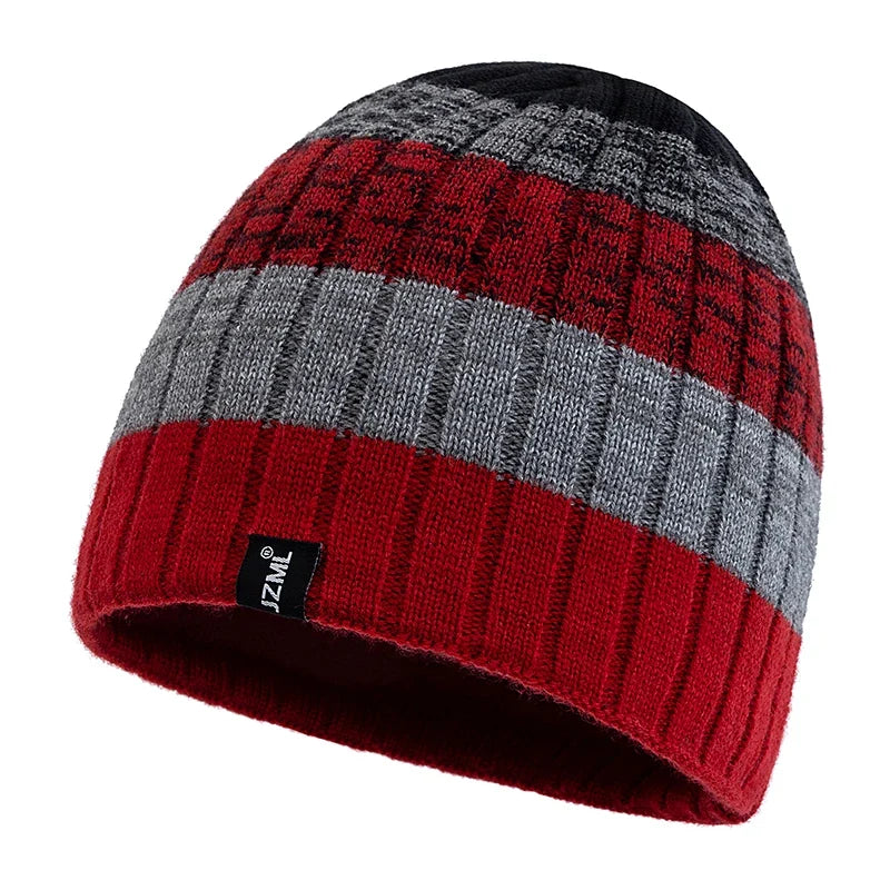 JZML Winter Knitted Striped Beanie