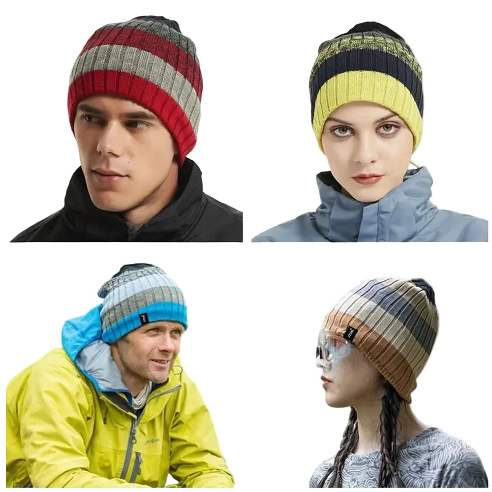 JZML Winter Knitted Striped Beanie