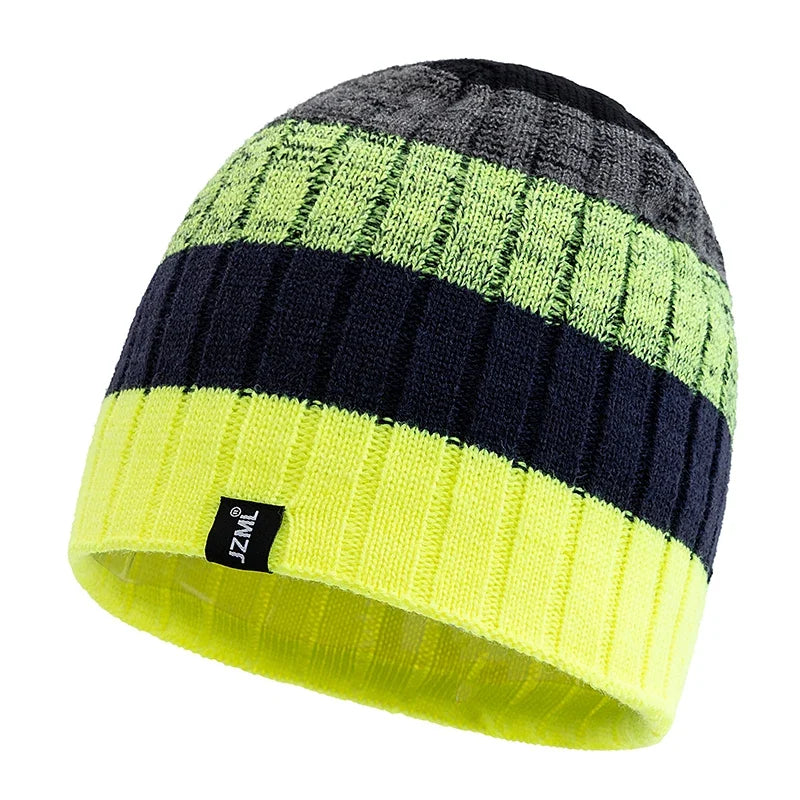 JZML Winter Knitted Striped Beanie