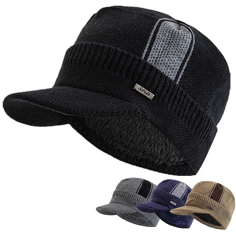 Jeans Knitted Visor Beanie Cap