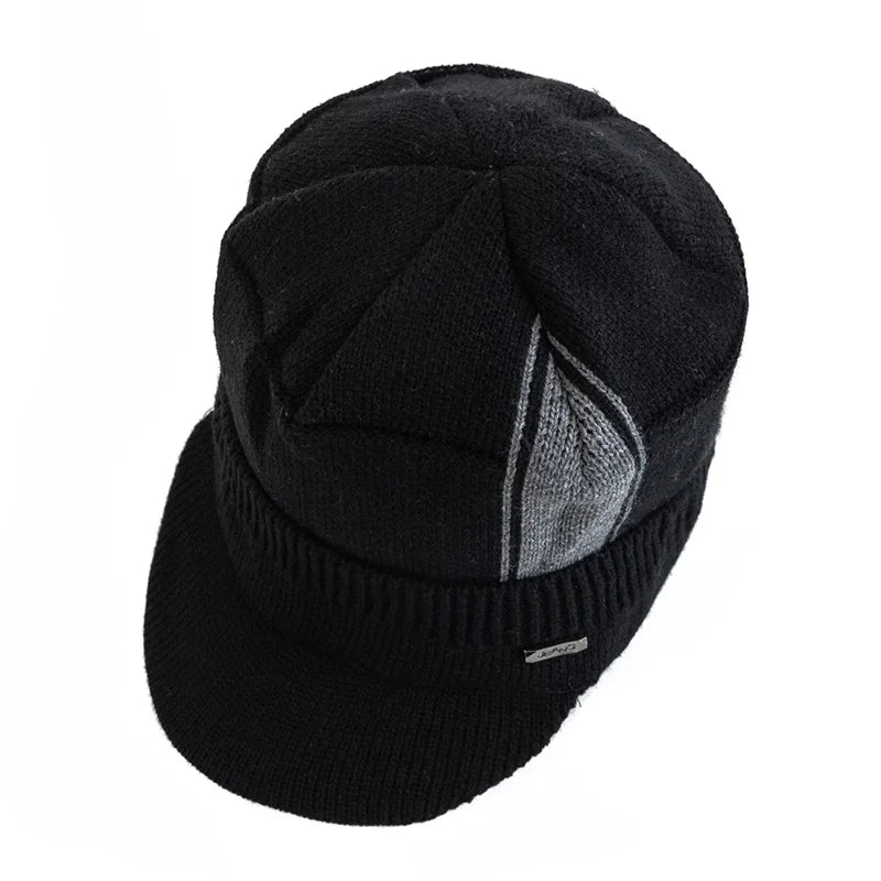 Jeans Knitted Visor Beanie Cap
