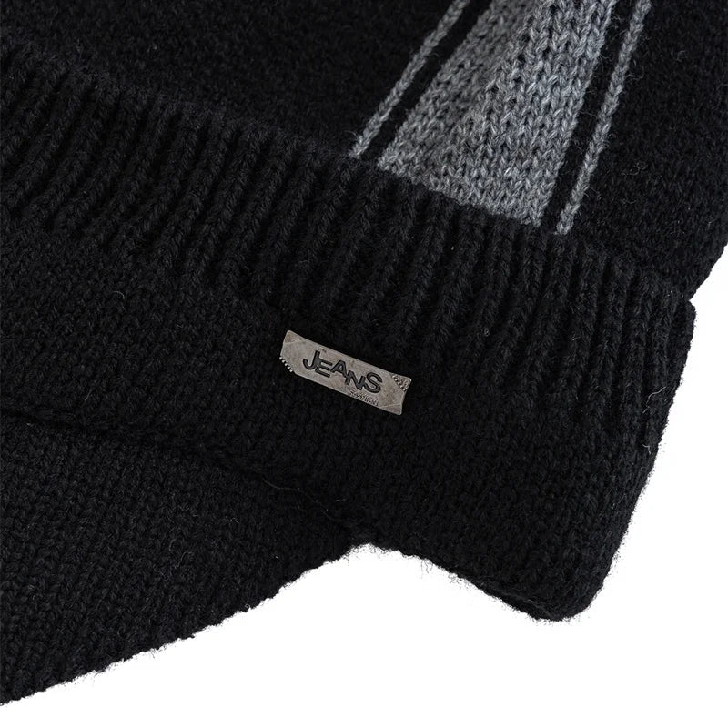 Jeans Knitted Visor Beanie Cap