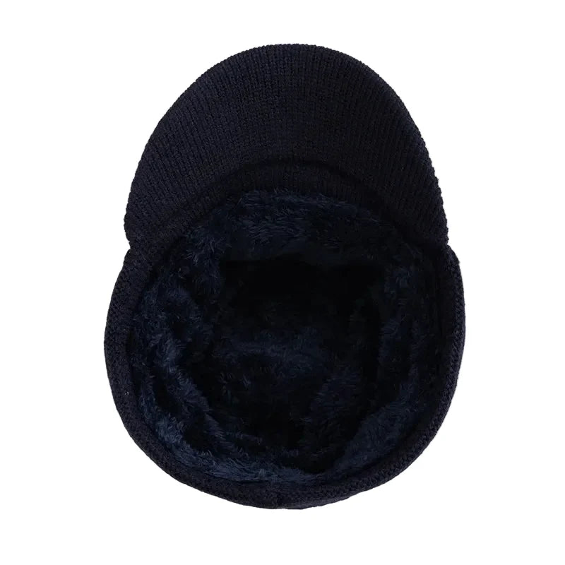 Jeans Knitted Visor Beanie Cap