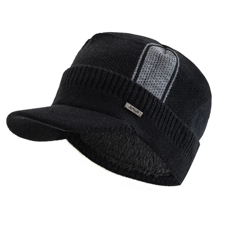 Jeans Knitted Visor Beanie Cap