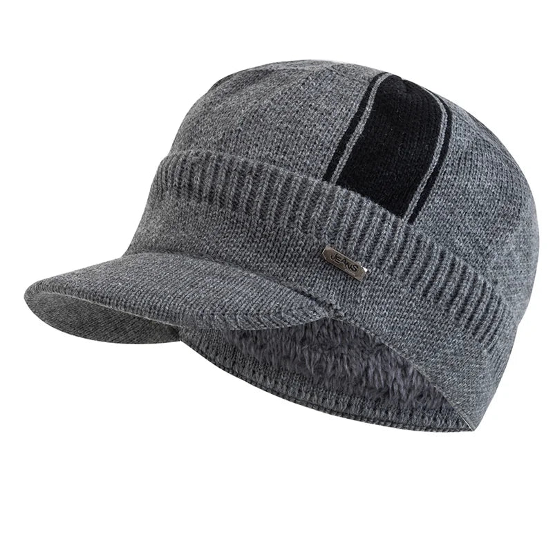 Jeans Knitted Visor Beanie Cap