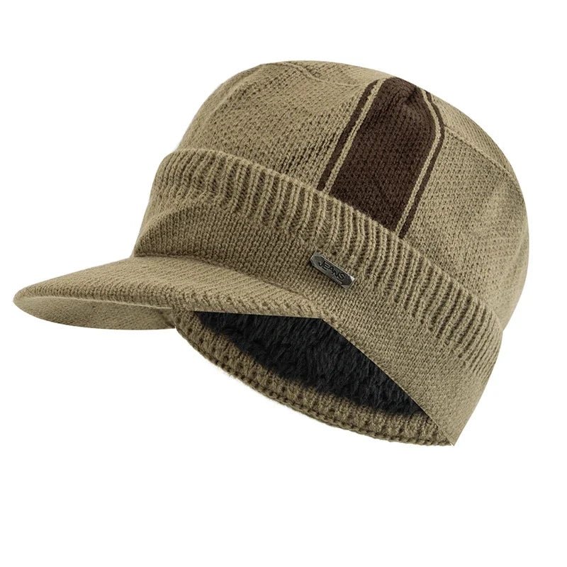 Jeans Knitted Visor Beanie Cap