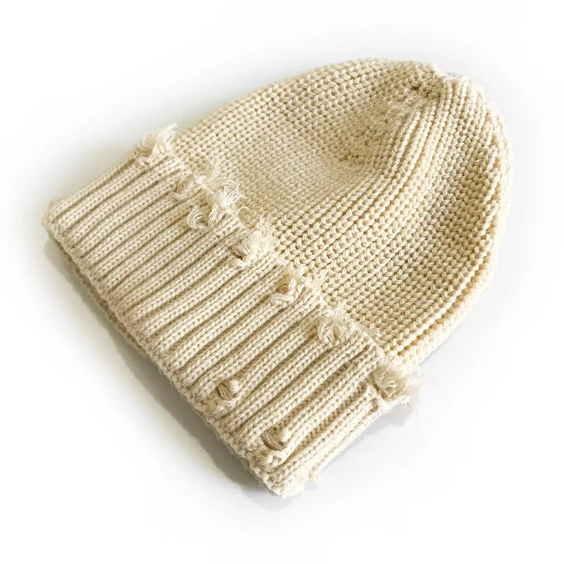 Leeds Winter Frayed Knitted Cotton Beanie