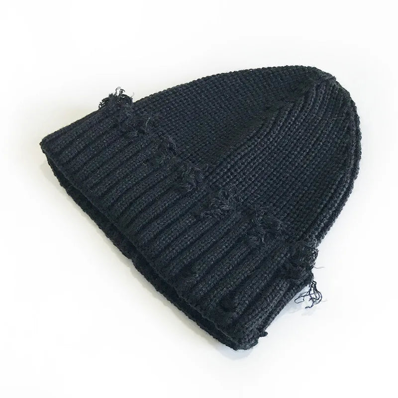 Leeds Winter Frayed Knitted Cotton Beanie