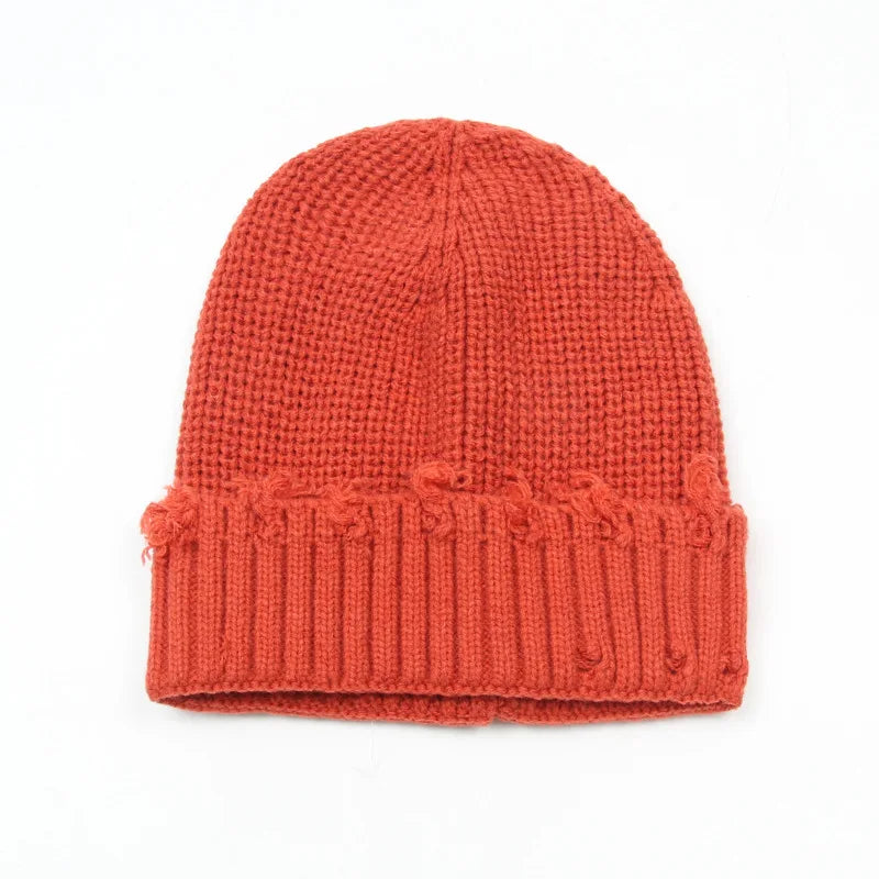Leeds Winter Frayed Knitted Cotton Beanie