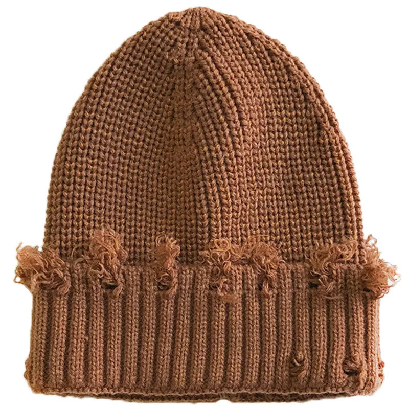 Leeds Winter Frayed Knitted Cotton Beanie