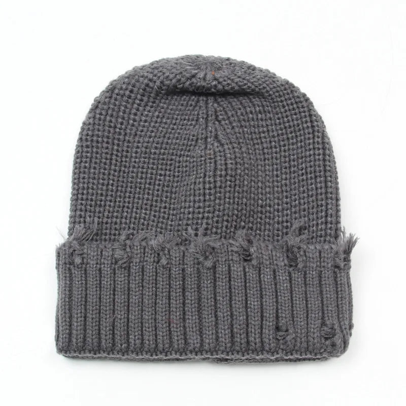 Leeds Winter Frayed Knitted Cotton Beanie