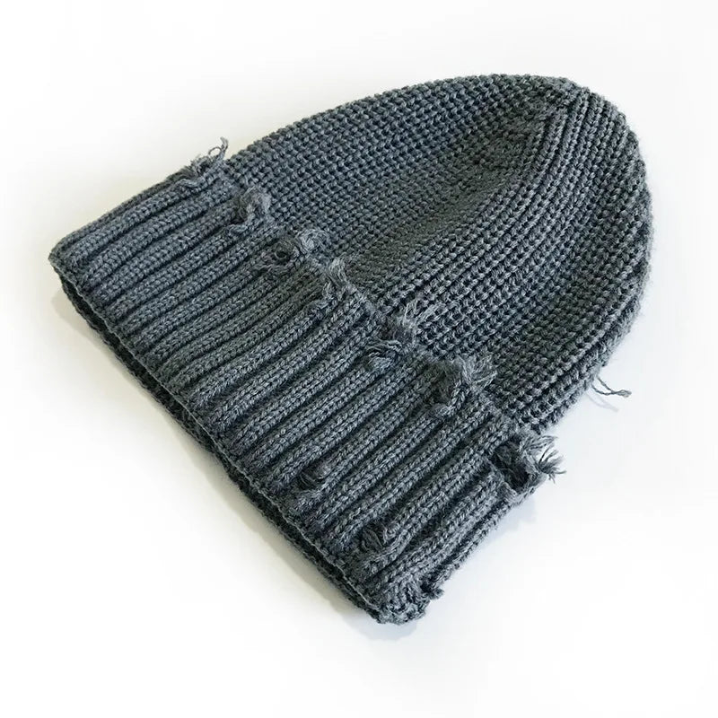Leeds Winter Frayed Knitted Cotton Beanie