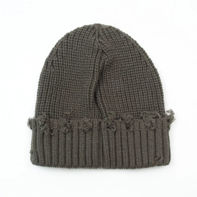 Leeds Winter Frayed Knitted Cotton Beanie