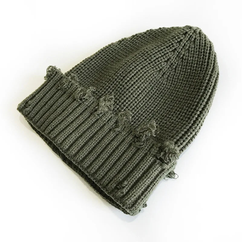 Leeds Winter Frayed Knitted Cotton Beanie