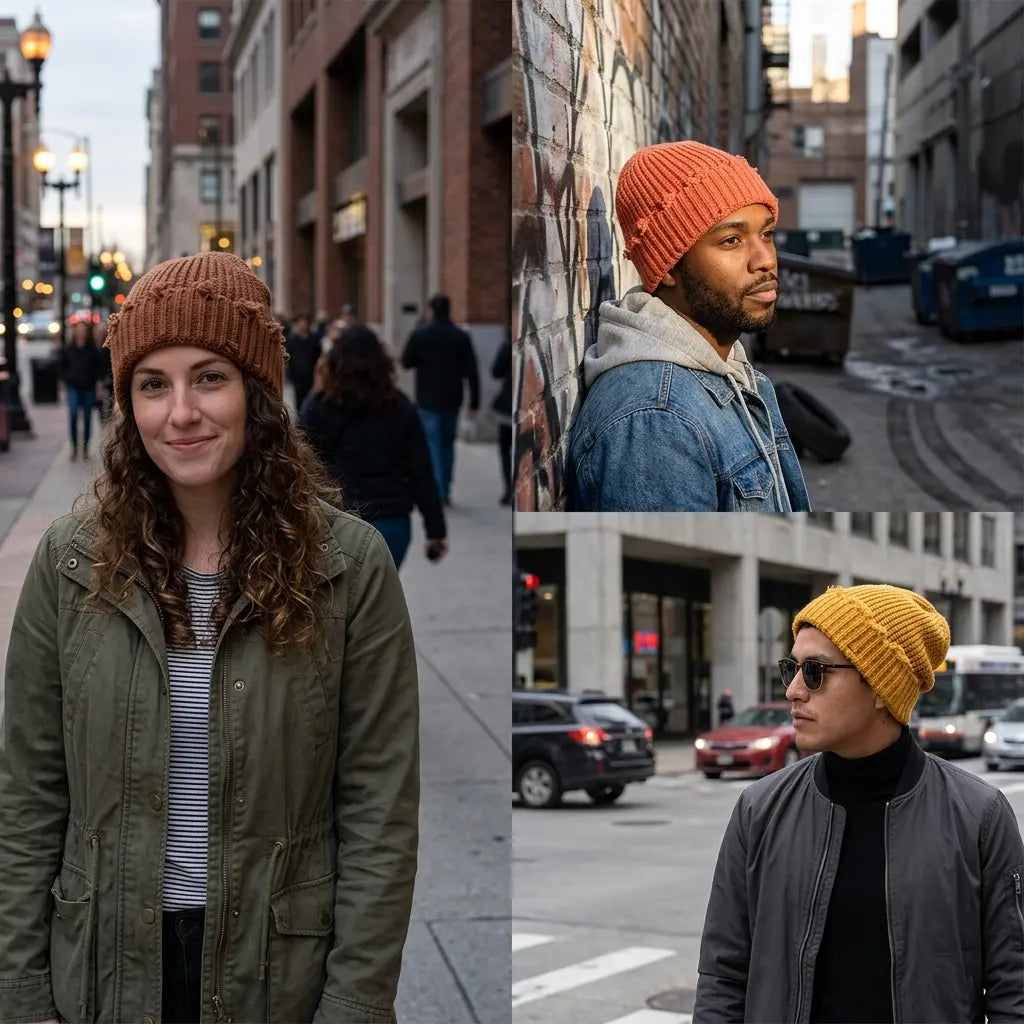 Leeds Winter Frayed Knitted Cotton Beanie