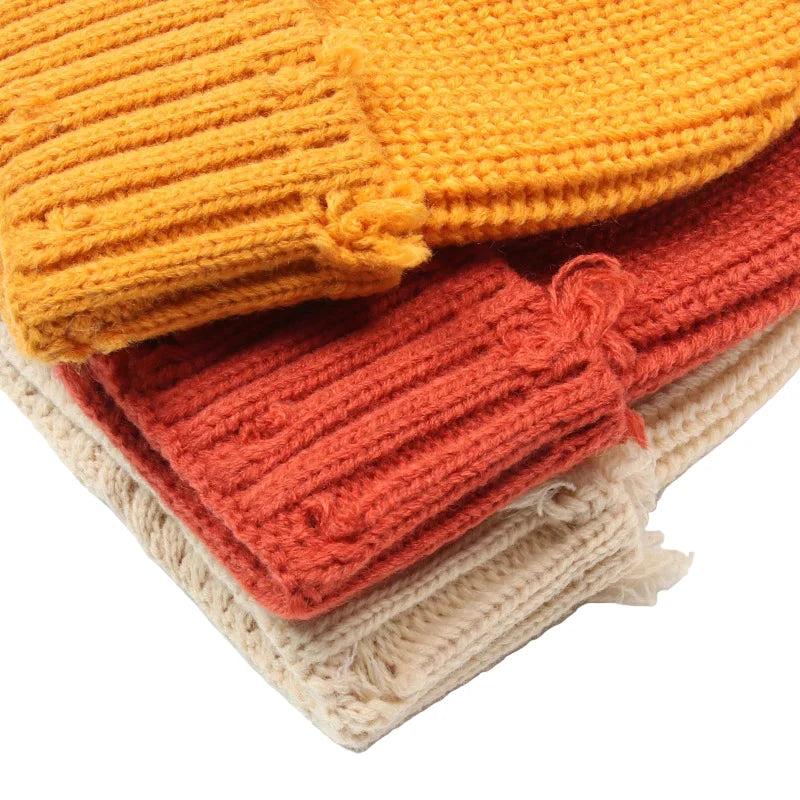 Leeds Winter Frayed Knitted Cotton Beanie