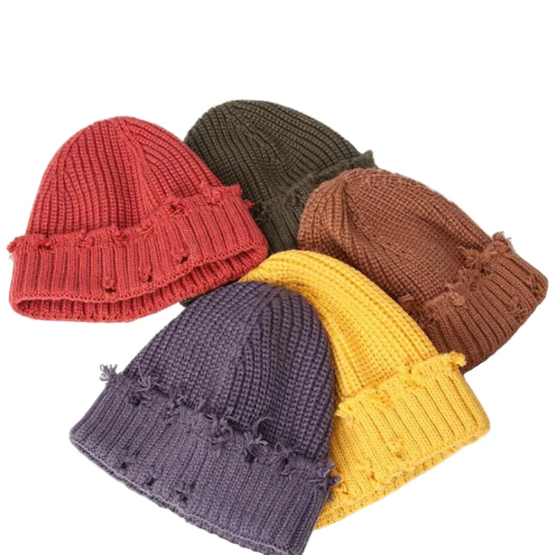 Leeds Winter Frayed Knitted Cotton Beanie