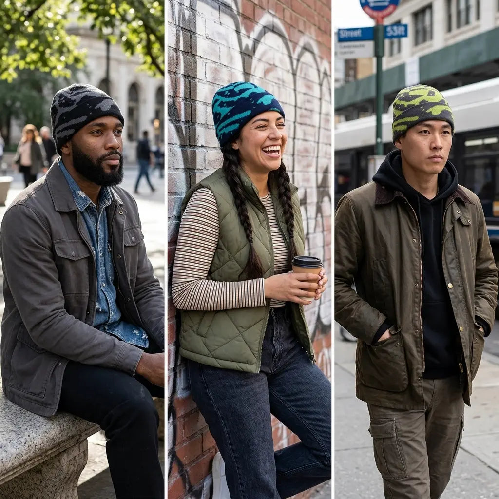 Leith Winter Camouflage Knitted Beanie