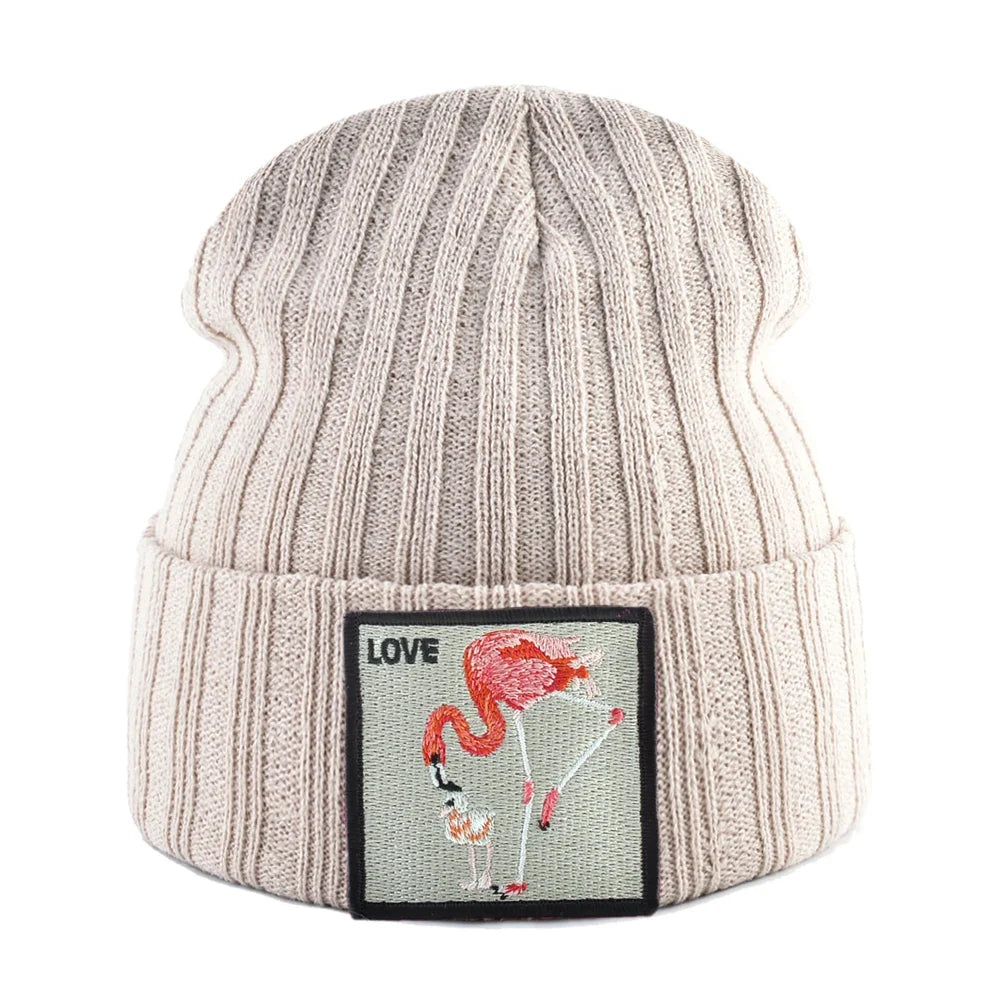 Love Flamingo Knitted Beanie