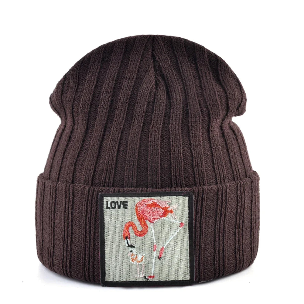 Love Flamingo Knitted Beanie