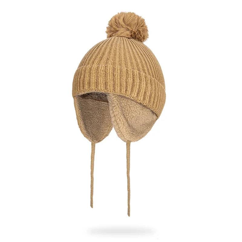Michigan Kids Winter Earflaps Pom Pom Beanie