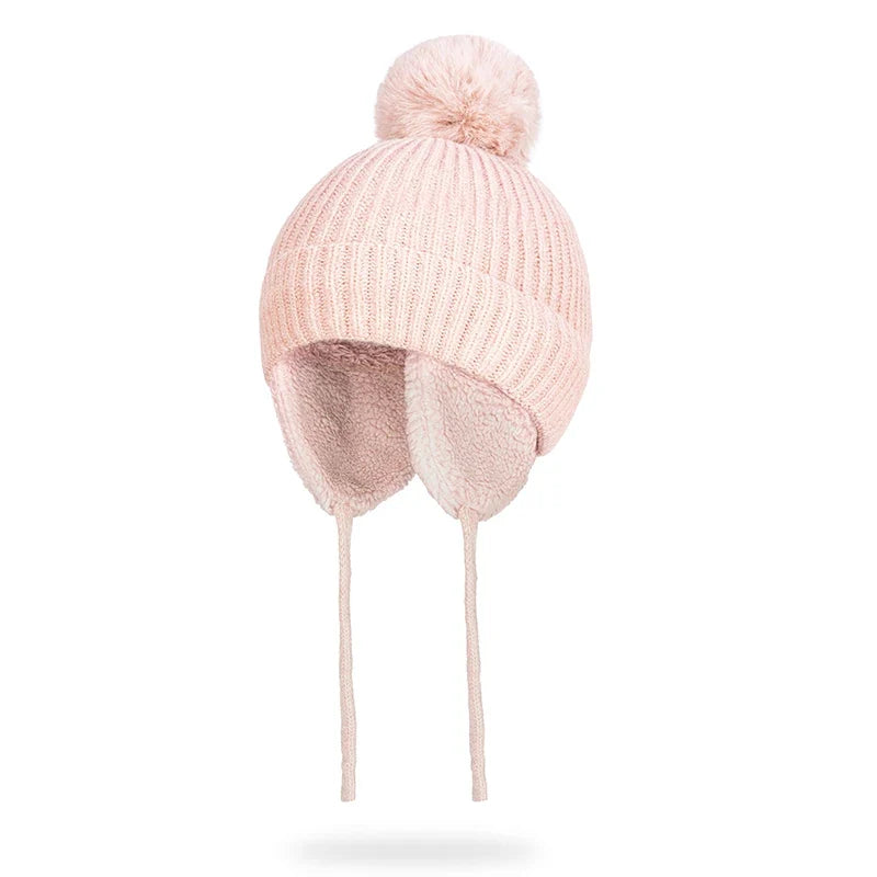 Michigan Kids Winter Earflaps Pom Pom Beanie