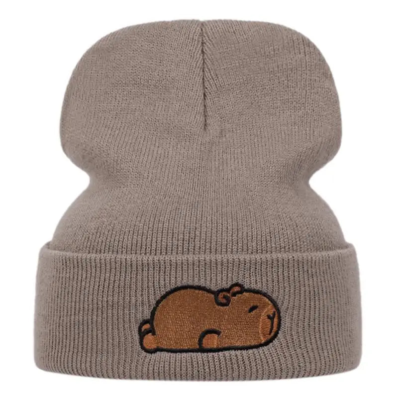 Sleeping Capybara Winter Knitted Beanie