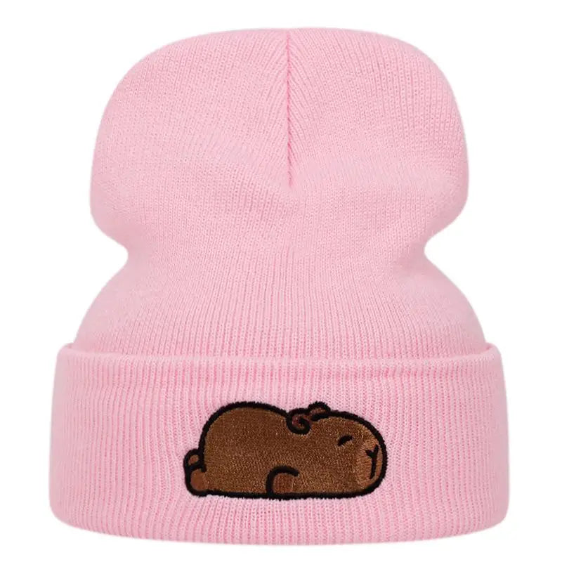 Sleeping Capybara Winter Knitted Beanie