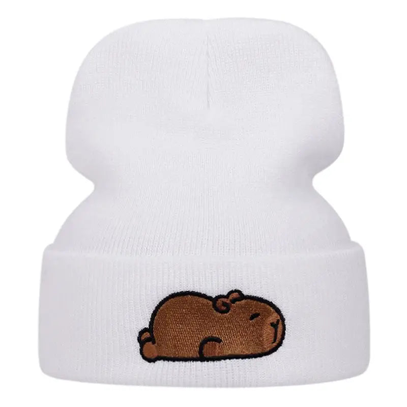 Sleeping Capybara Winter Knitted Beanie