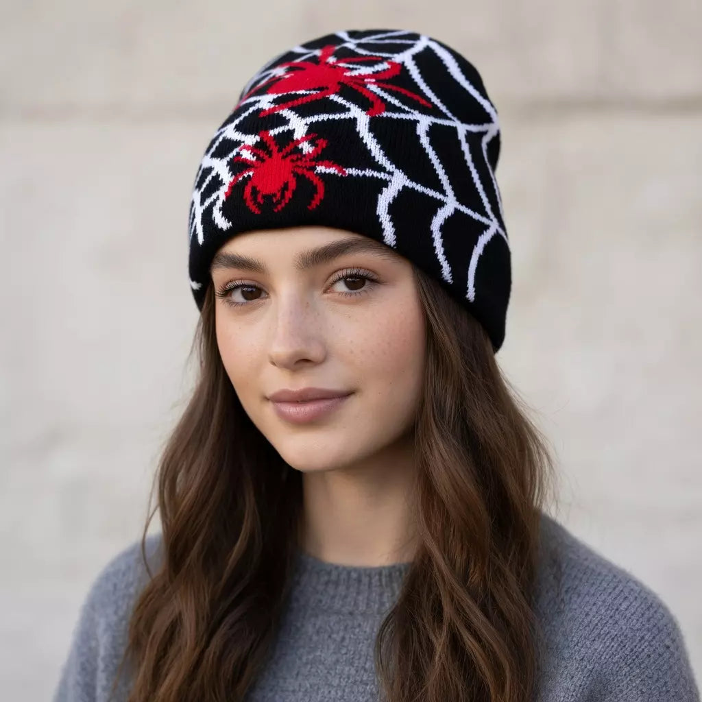 Spider Web Halloween Beanie