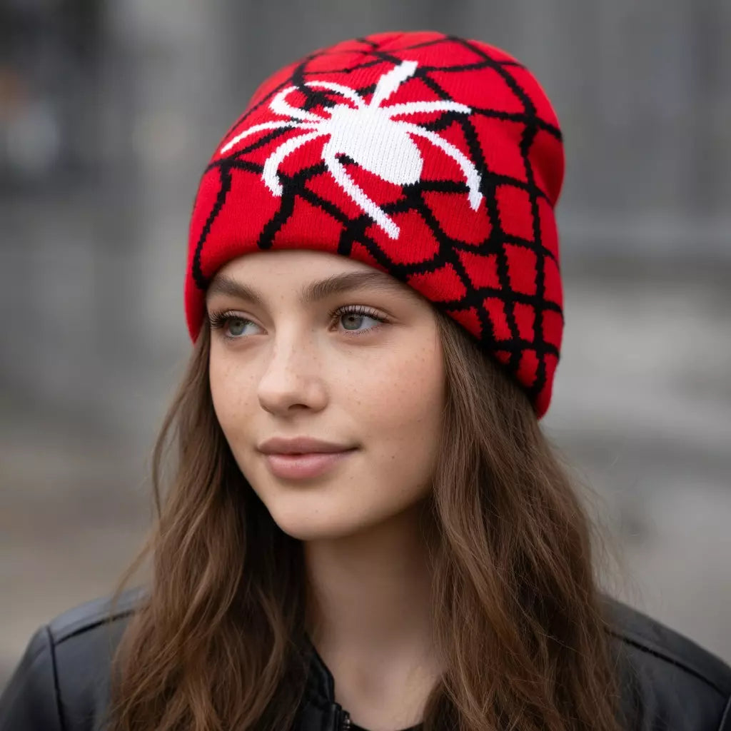 Spider Web Halloween Beanie